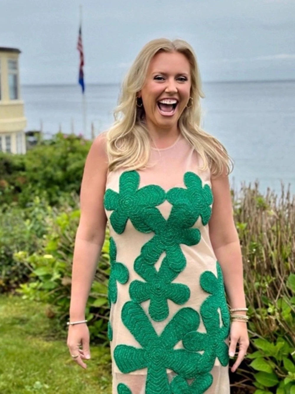 Simon Miller Green Crochet Floral Sheer Midi Maxi Dress Size Small - Picture 9 of 9